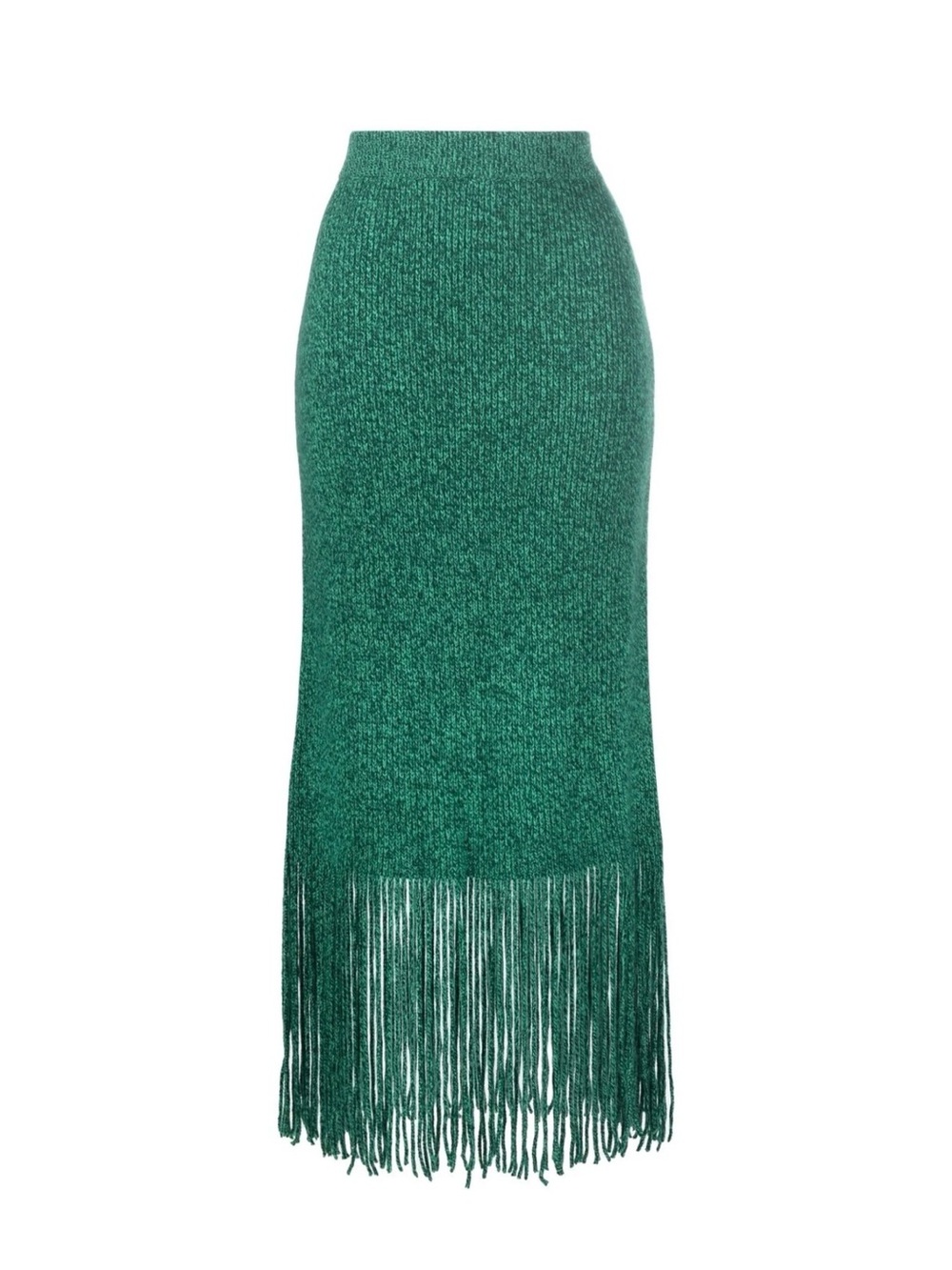 Zimmermann Emerald Green Fringe Knit Midi Skirt